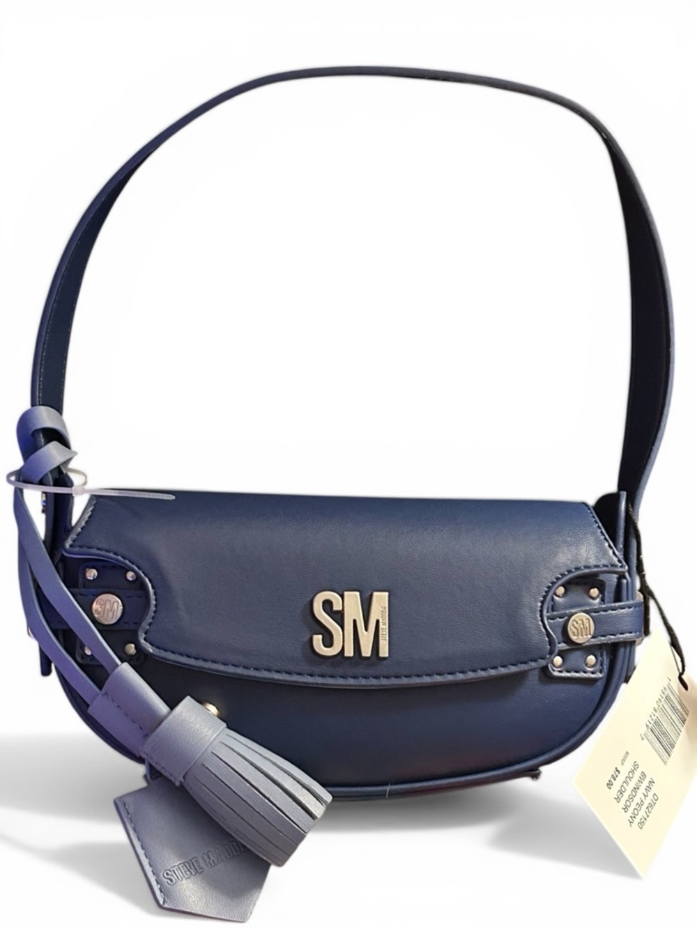 Steve Madden Navy Leather Shoulder Bag with Tassel
